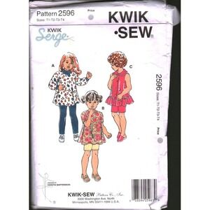 Kwik Sew 2596 Toddlers Tunics Leggings Shorts Sewing Pattern Sizes T1-T4 Serge